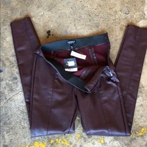 Topshop maroon pleather pants Sz 4/ Euro 36